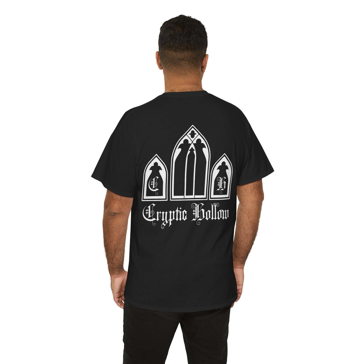 Cryptic Hollow Gothic Tee — Black Church Window Graphic Shirt