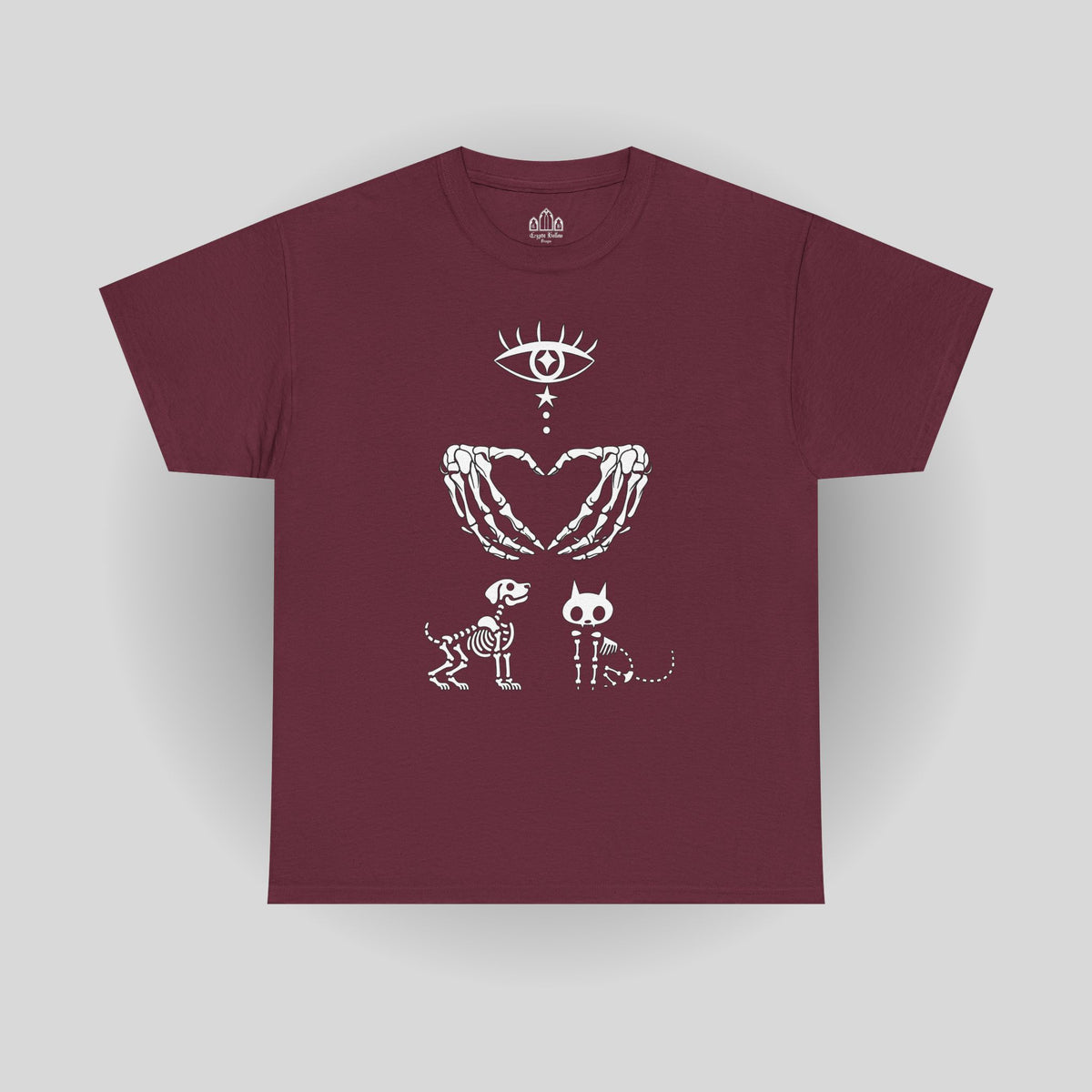 Skeleton Hands Animal Lover Tee — I Love Cats & Dogs Gothic Graphic