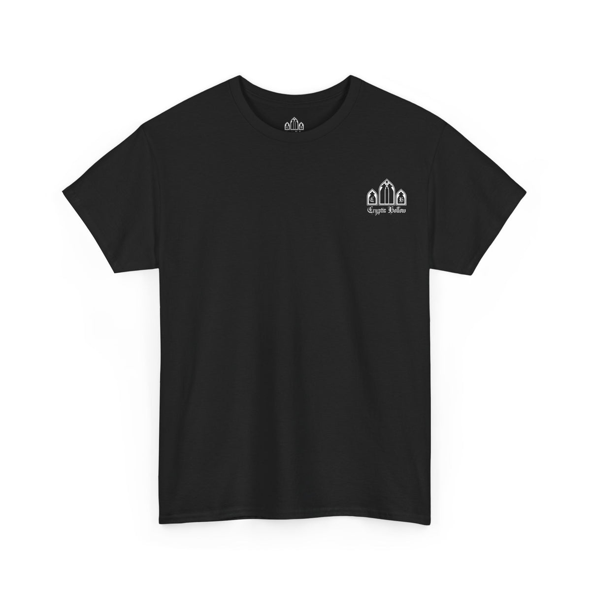 Cryptic Hollow Gothic Tee — Black Church Window Graphic Shirt