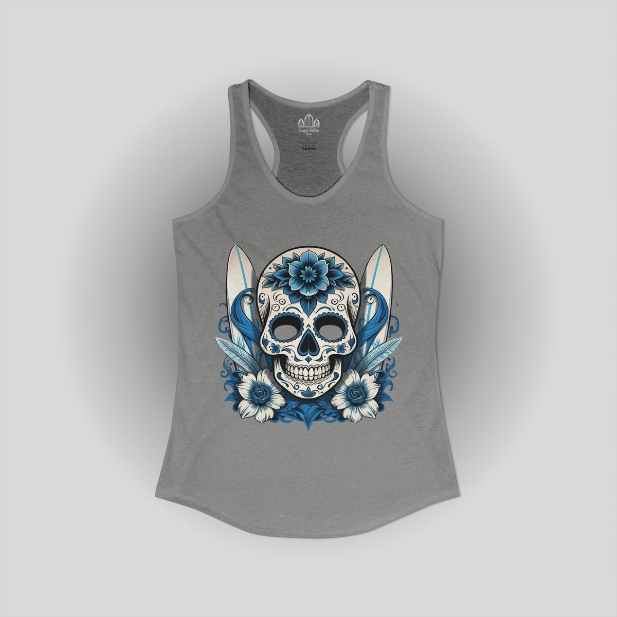 Sugar Skull & Surfboards Racerback Tank — Goth Beach Aesthetic