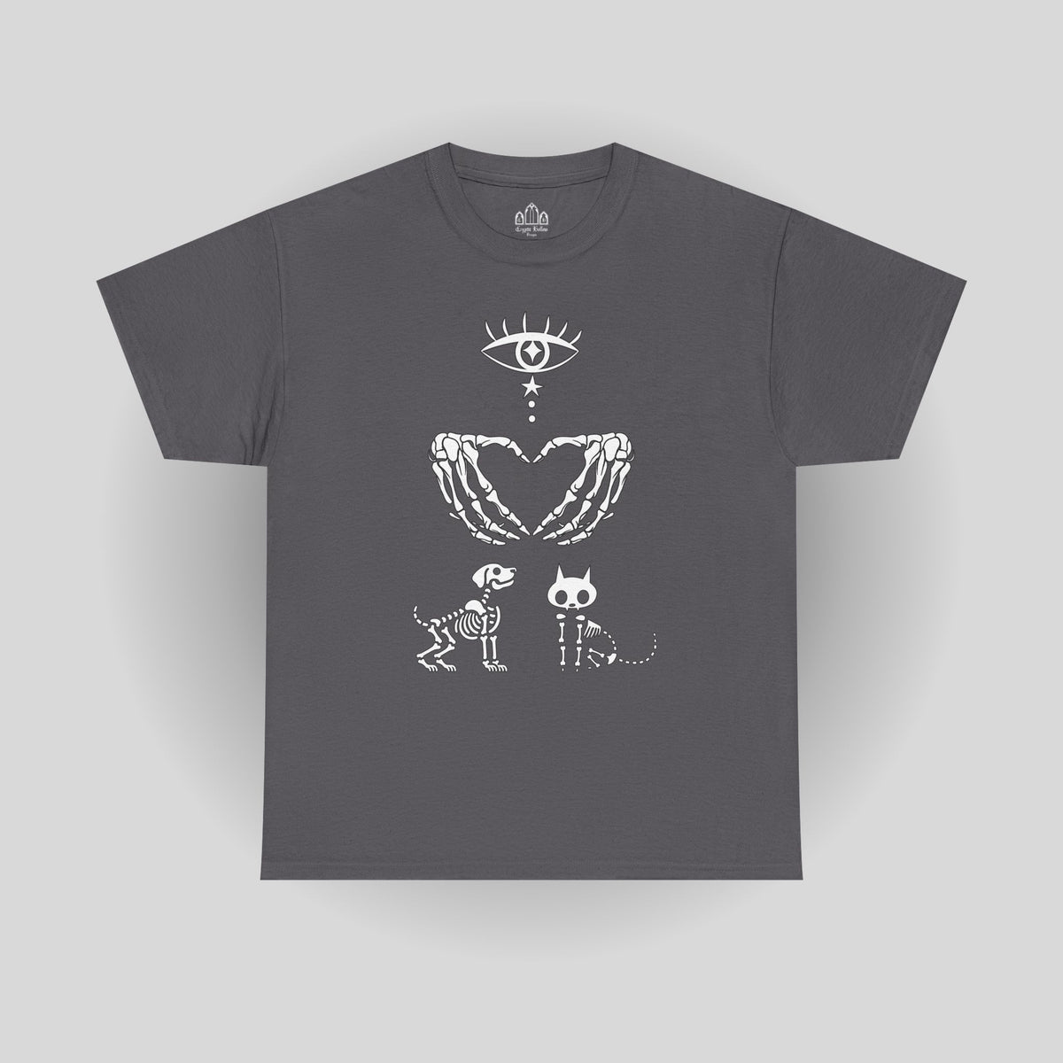 Skeleton Hands Animal Lover Tee — I Love Cats & Dogs Gothic Graphic