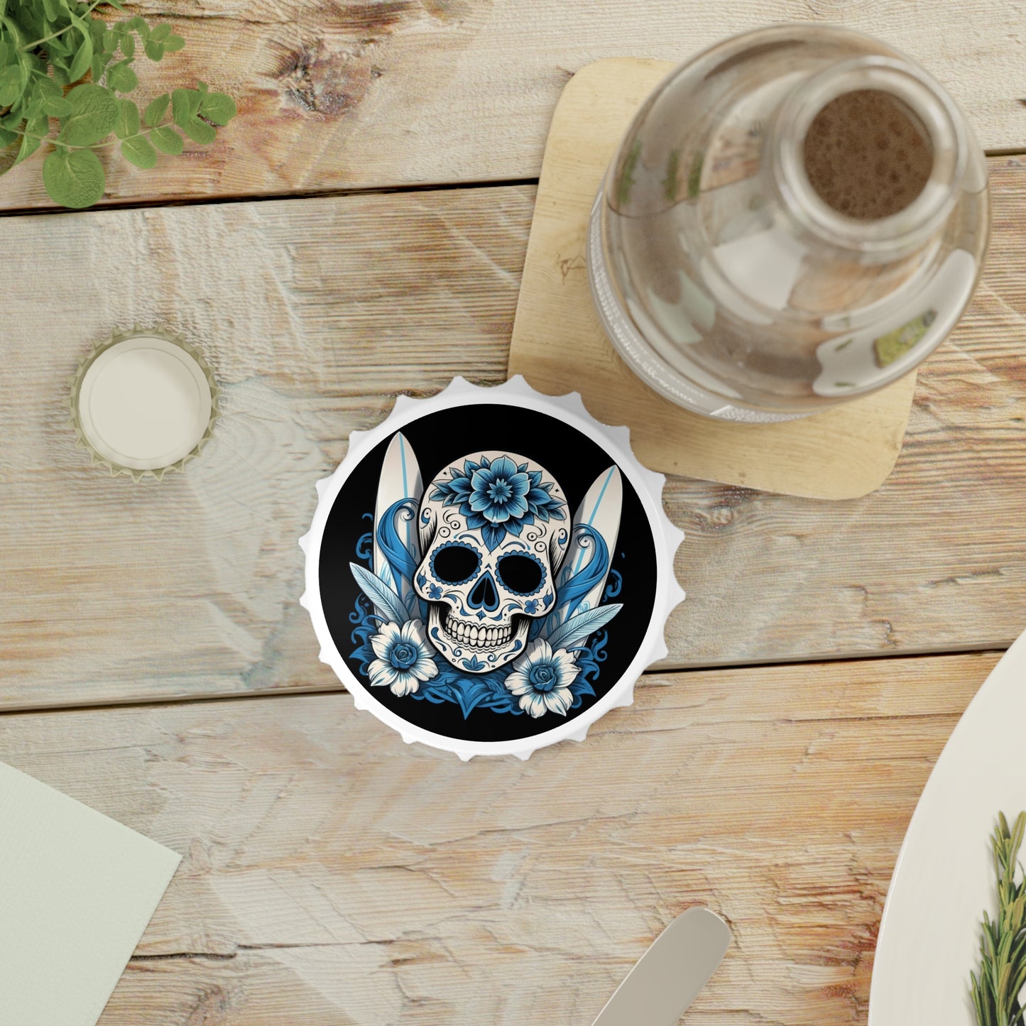 Sugar Skull and Surfboards, Dead California Bottle Opener
