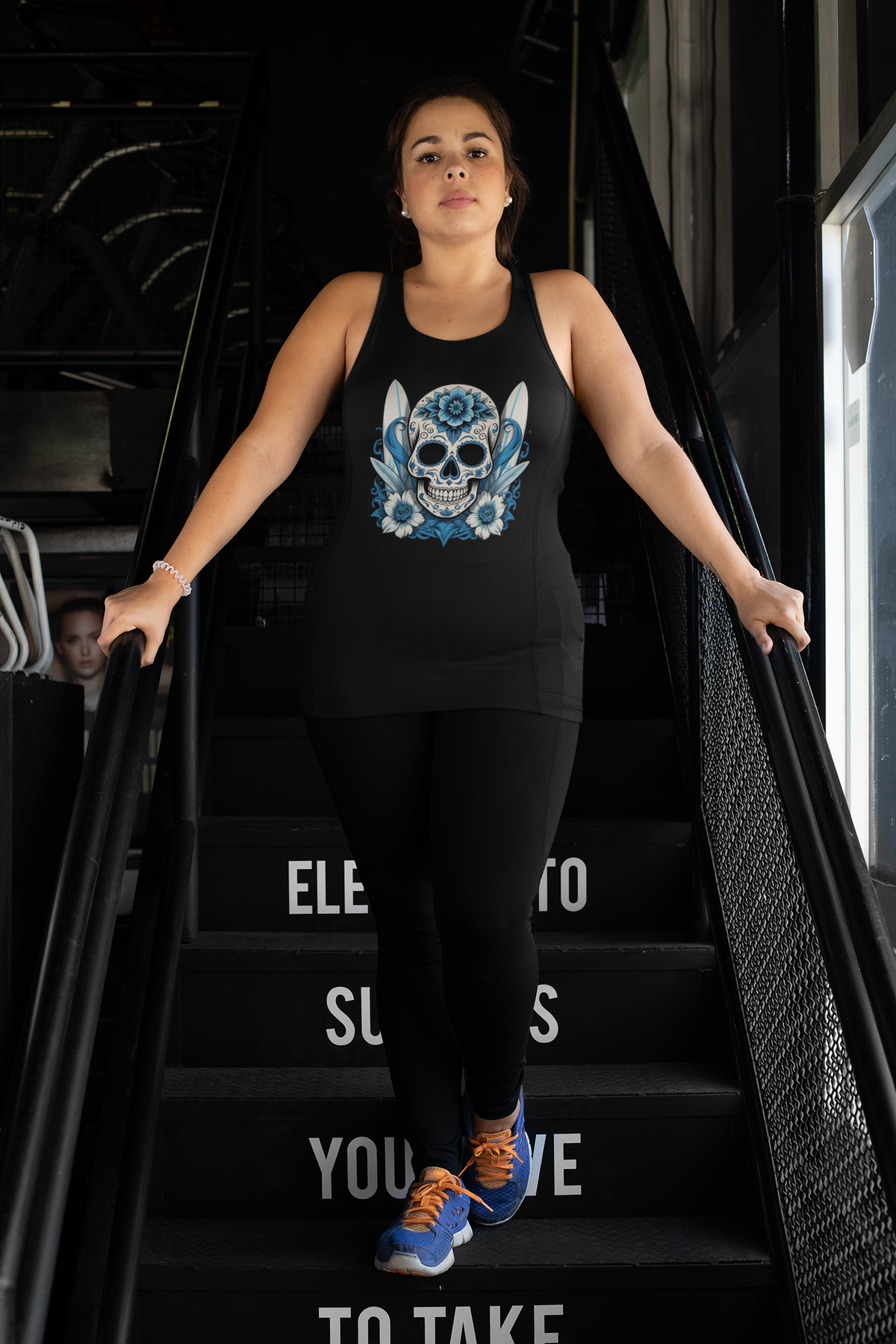 Sugar Skull & Surfboards Racerback Tank — Goth Beach Aesthetic