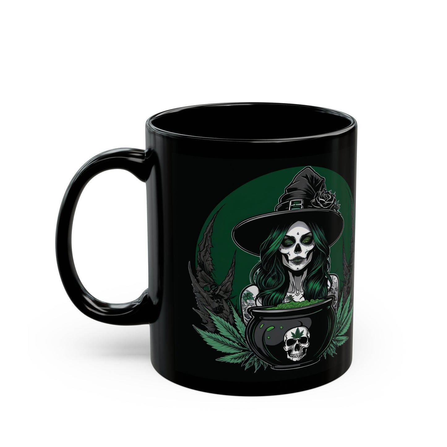 Witch and Weed Black Mug (11oz) Witchy 420 Coffee Cup