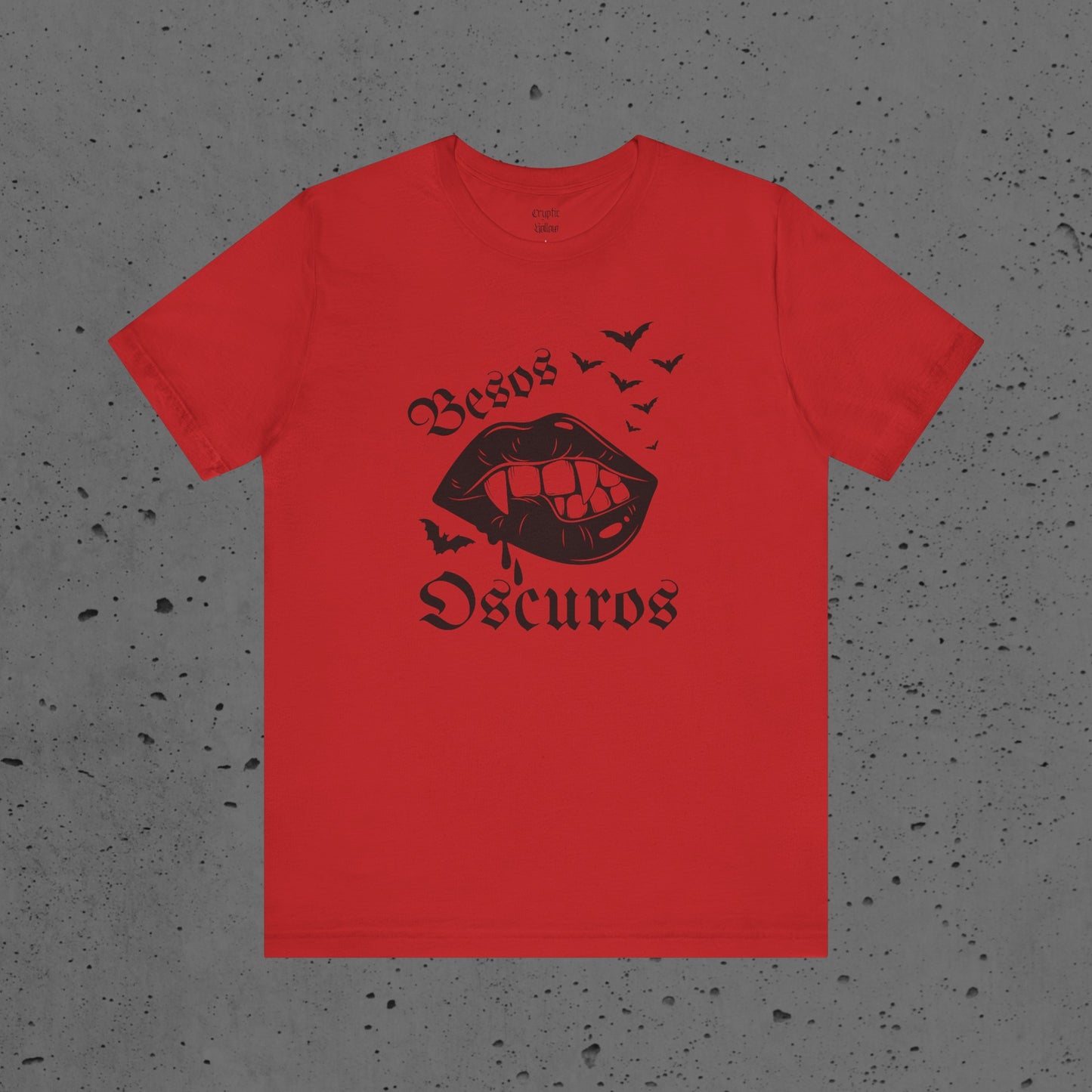Dark Kisses, Besos Oscuros Unisex Jersey Short Sleeve Tee, Vampire T-shirt