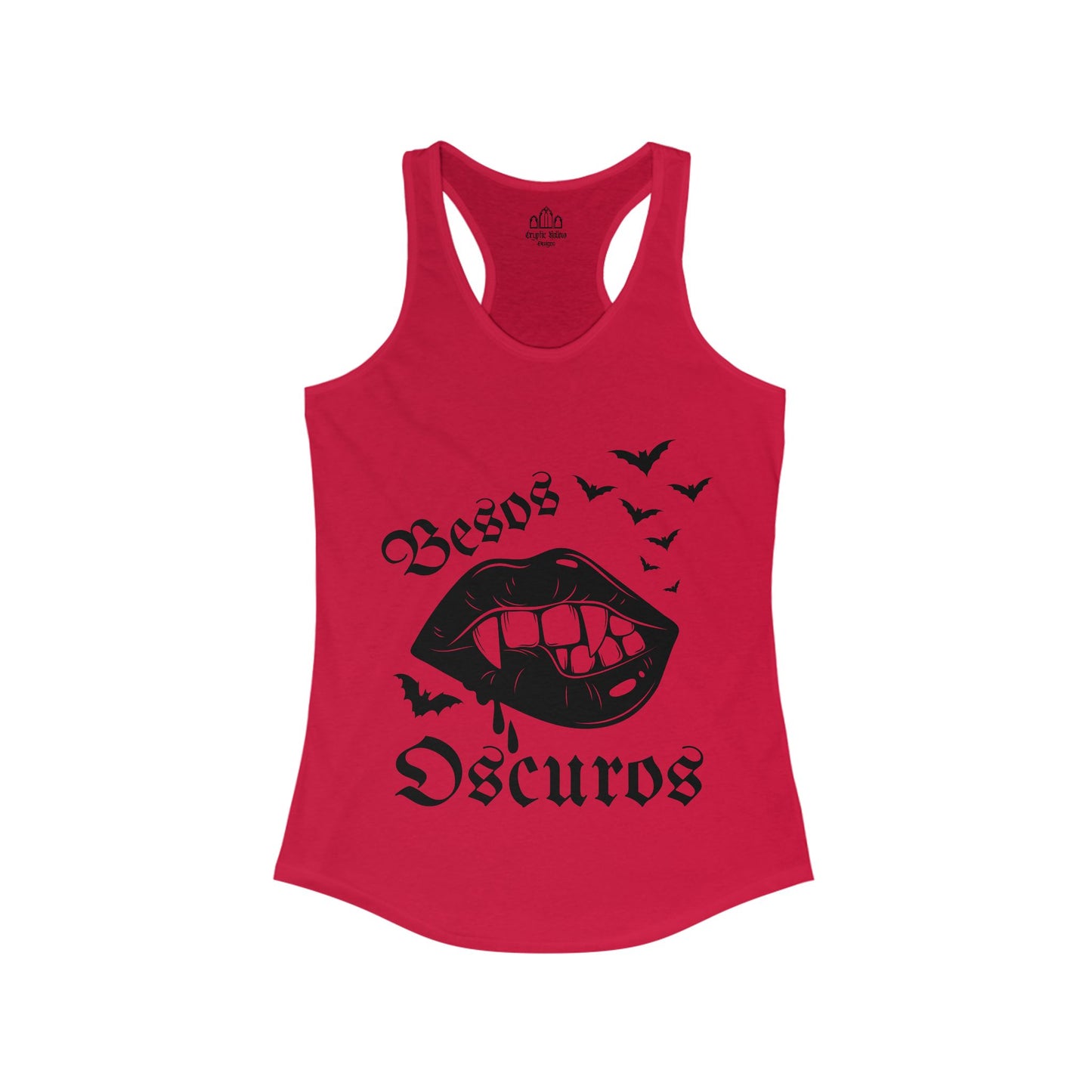 Vampire Kisses Ladies tank top, Dark Kisses "Besos Oscuros" Women's Ideal Racerback Tank, Vampire Bats
