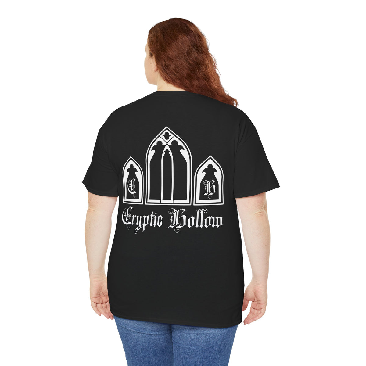Cryptic Hollow Gothic Tee — Black Church Window Graphic Shirt
