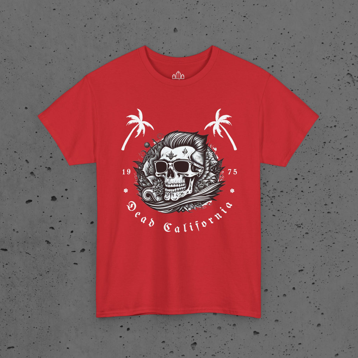 Surfing Tee - Dead California Skull and Palm Trees Unisex Heavy Cotton Tee