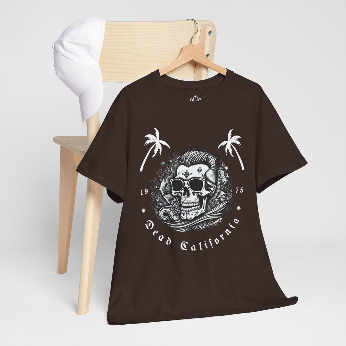 Surfing Tee - Dead California Skull and Palm Trees Unisex Heavy Cotton Tee