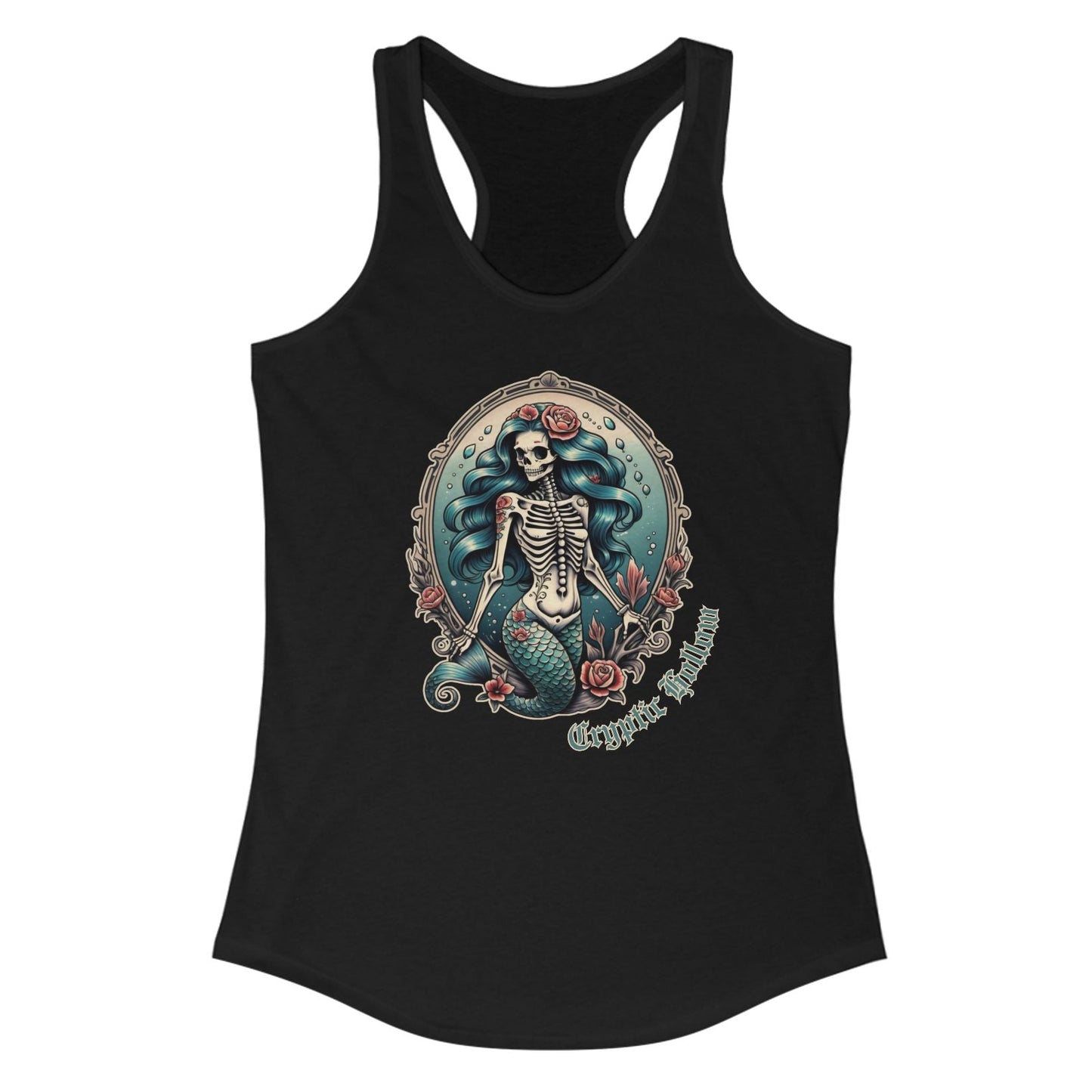 Gothic Mermaid Skeleton Racerback Tank, Halloween Apparel, Festival Wear, Summer Top, Unique Gift for Her