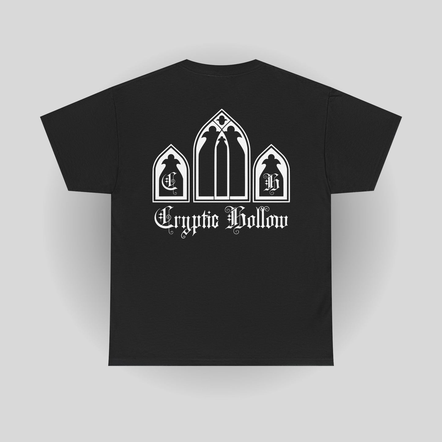 Cryptic Hollow Gothic Tee — Black Church Window Graphic Shirt
