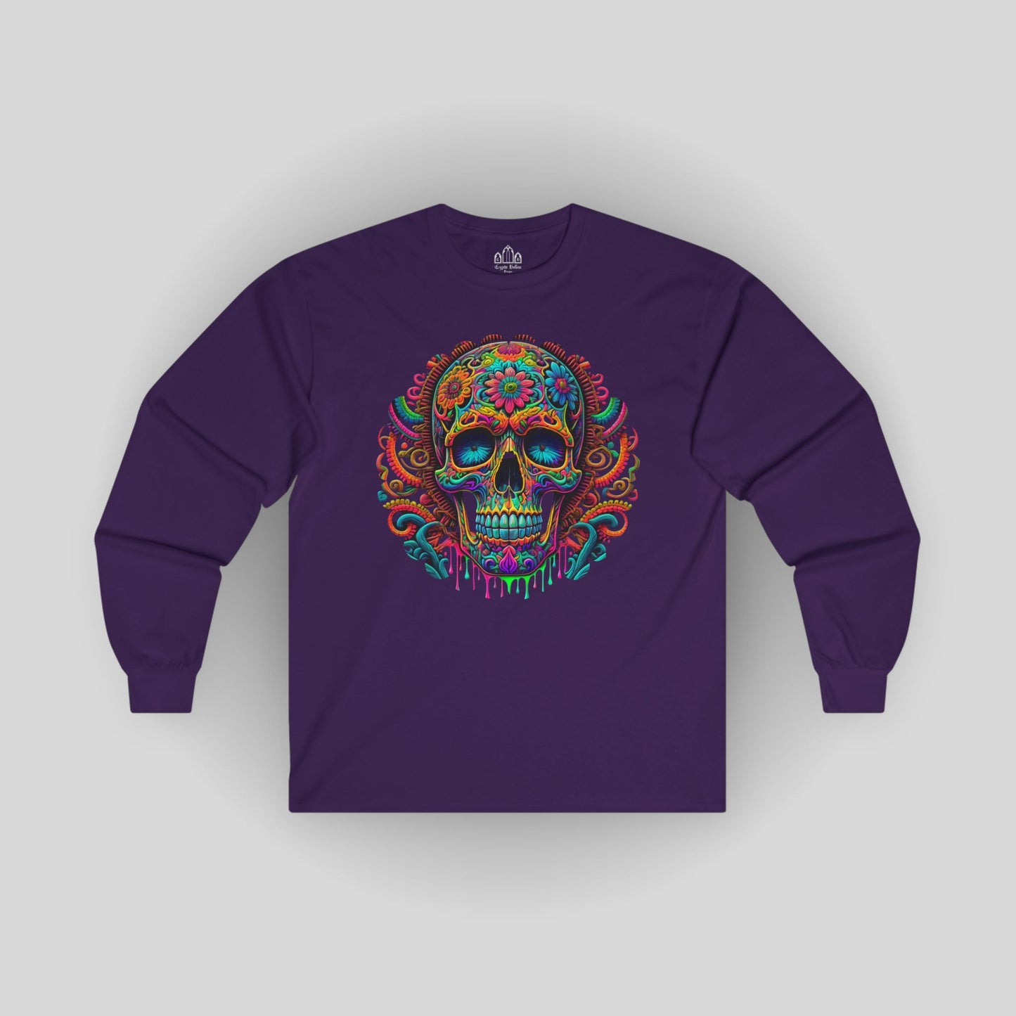 Psychedelic Colorful Skull Unisex Long Sleeve Tee