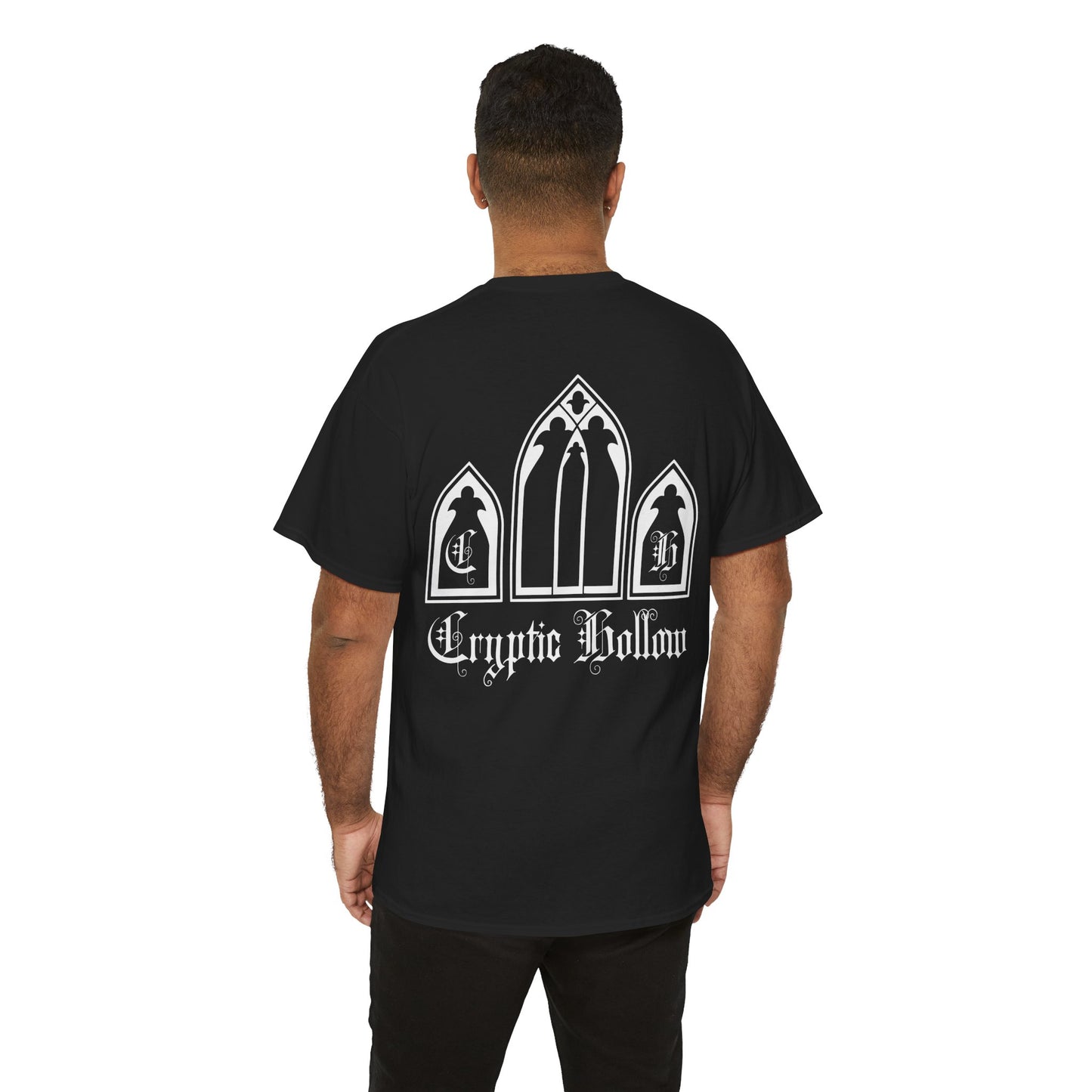 Cryptic Hollow Gothic Tee — Black Church Window Graphic Shirt
