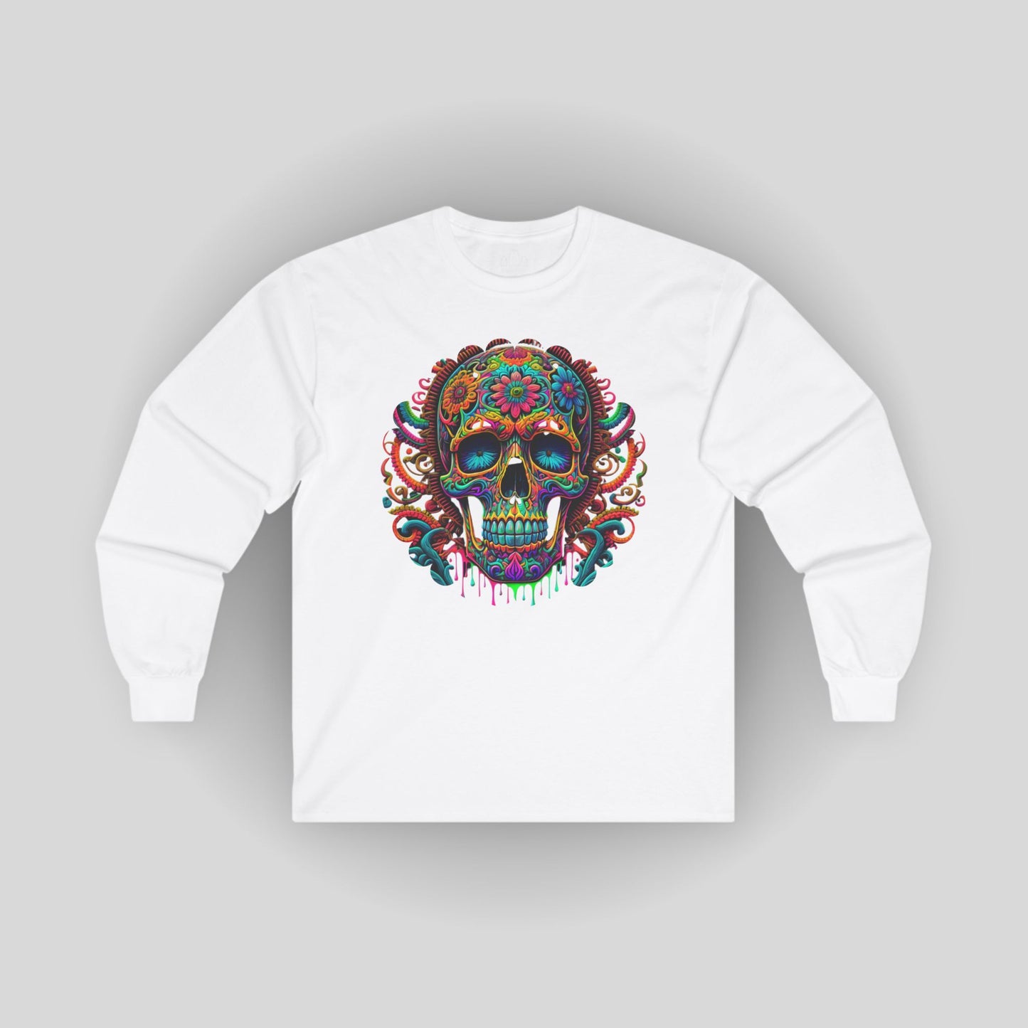 Psychedelic Colorful Skull Unisex Long Sleeve Tee