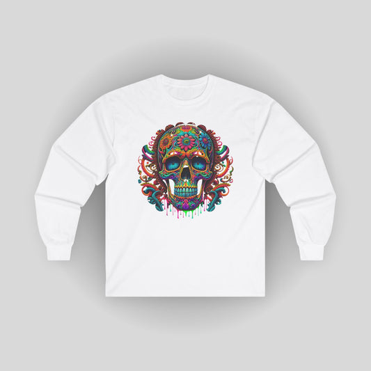Psychedelic Colorful Skull Unisex Long Sleeve Tee