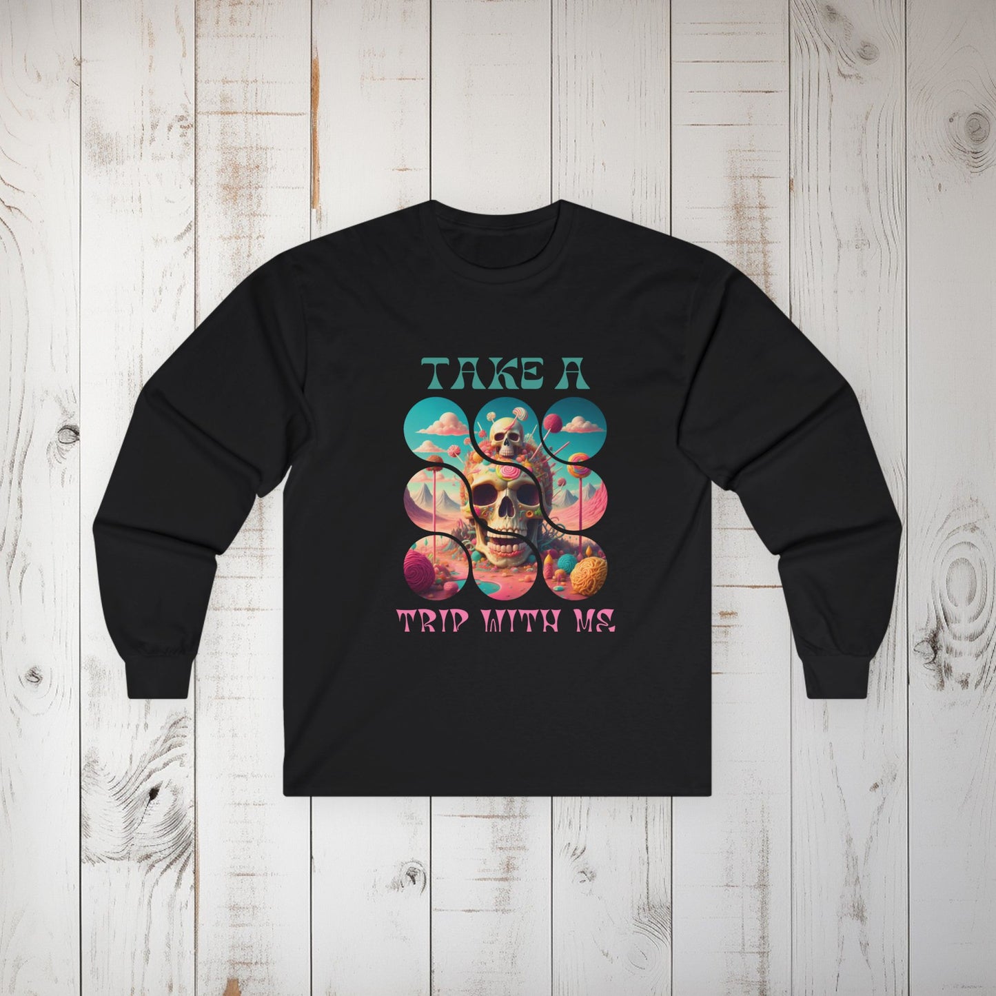 Psychedelic Skull Unisex Tee, Trippy Graphic Long Sleeve Shirt, Hippie Festival Apparel, Boho Clothing