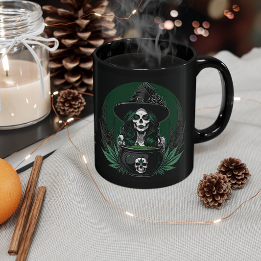 Witch and Weed Black Mug (11oz) Witchy 420 Coffee Cup