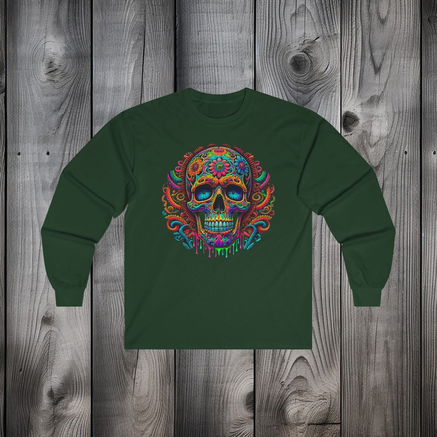 Psychedelic Colorful Skull Unisex Long Sleeve Tee