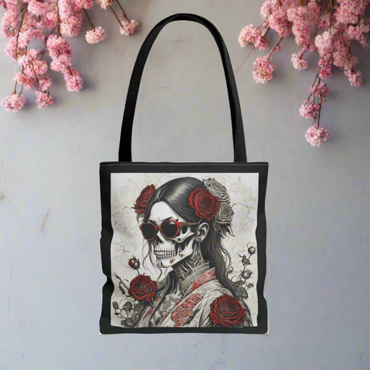 Skeleton Girl, Japanese Style Tote Bag