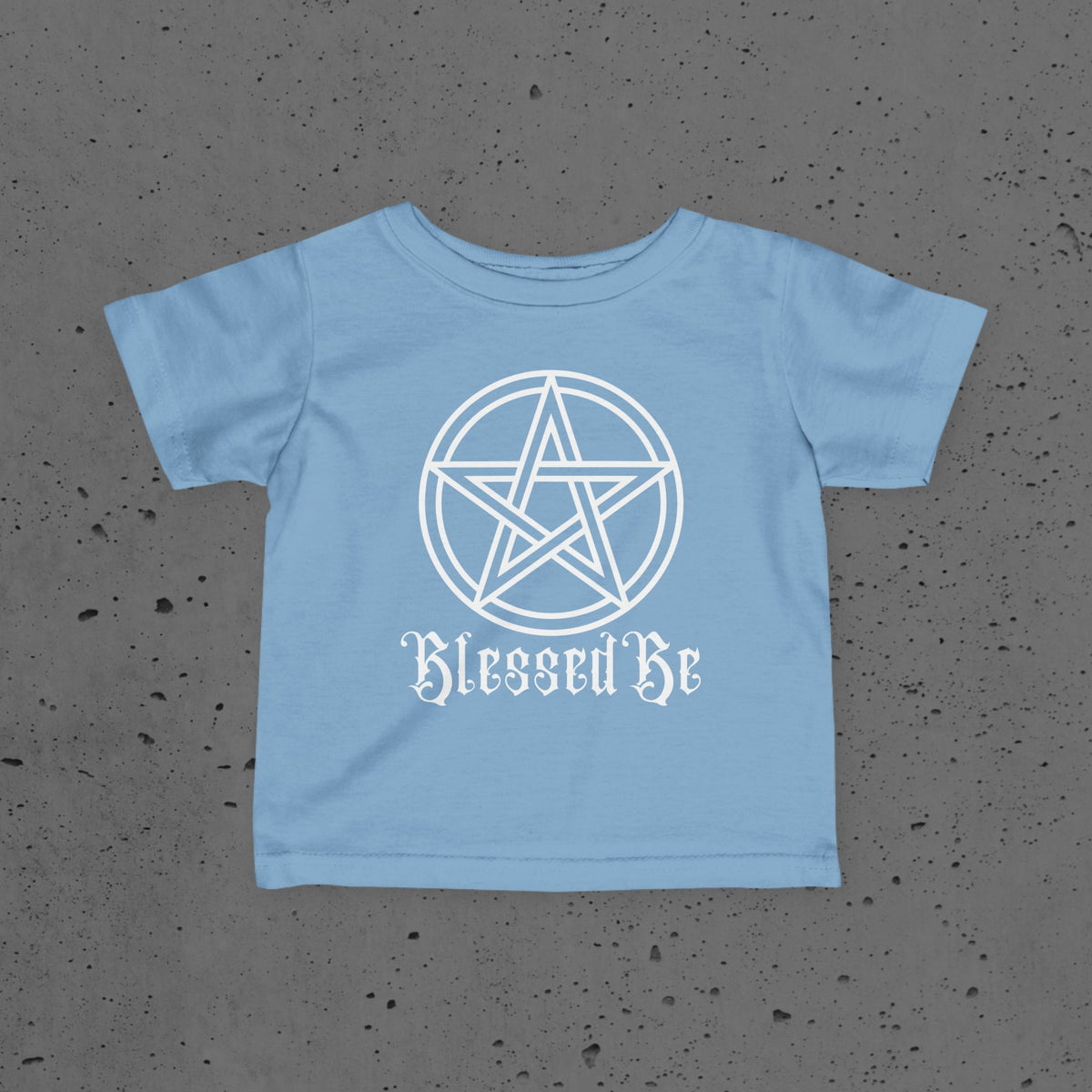 Infant Tee — White Pentacle 'Blessed Be' Baby Shirt | Pagan Wiccan Newborn Gift