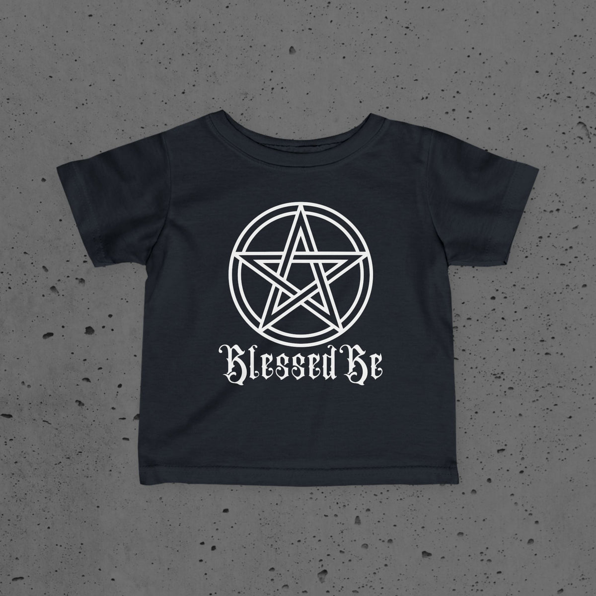 Infant Tee — White Pentacle 'Blessed Be' Baby Shirt | Pagan Wiccan Newborn Gift