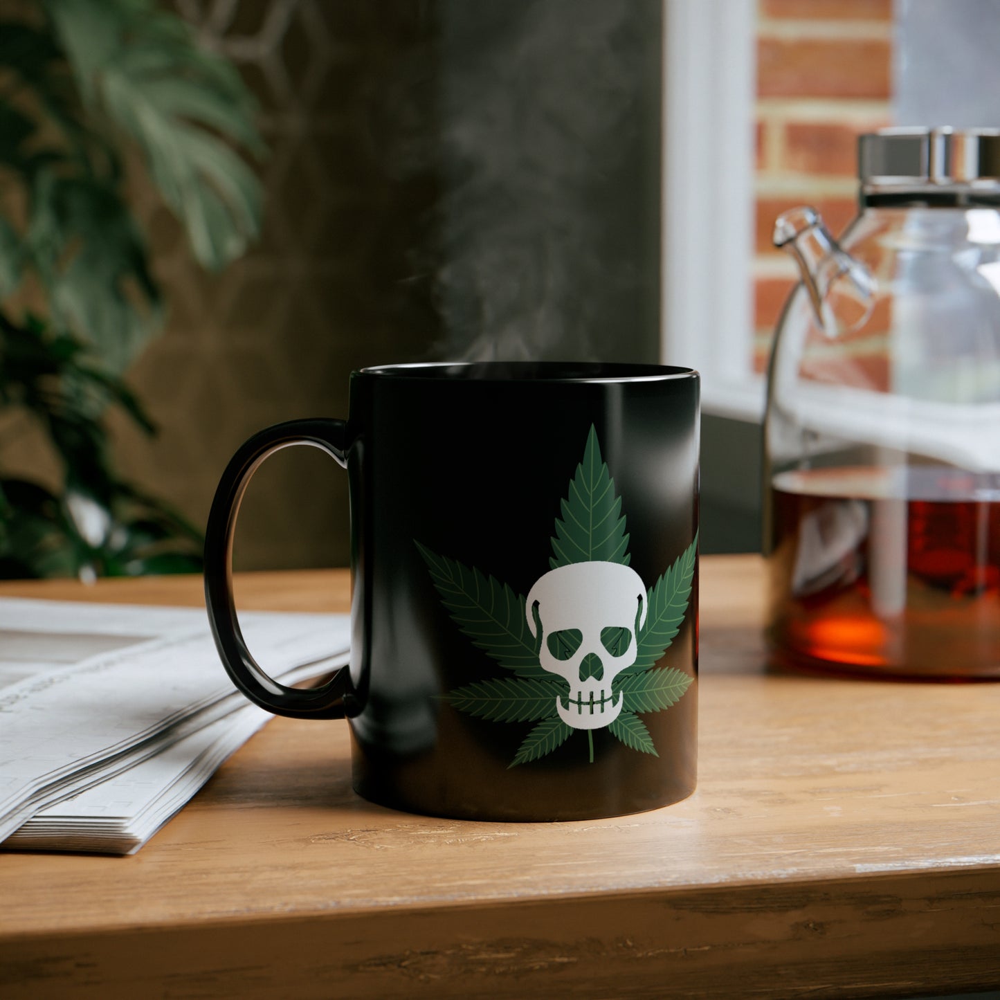 Skull and Weed Black Mug (11oz) 420 Coffee Cup