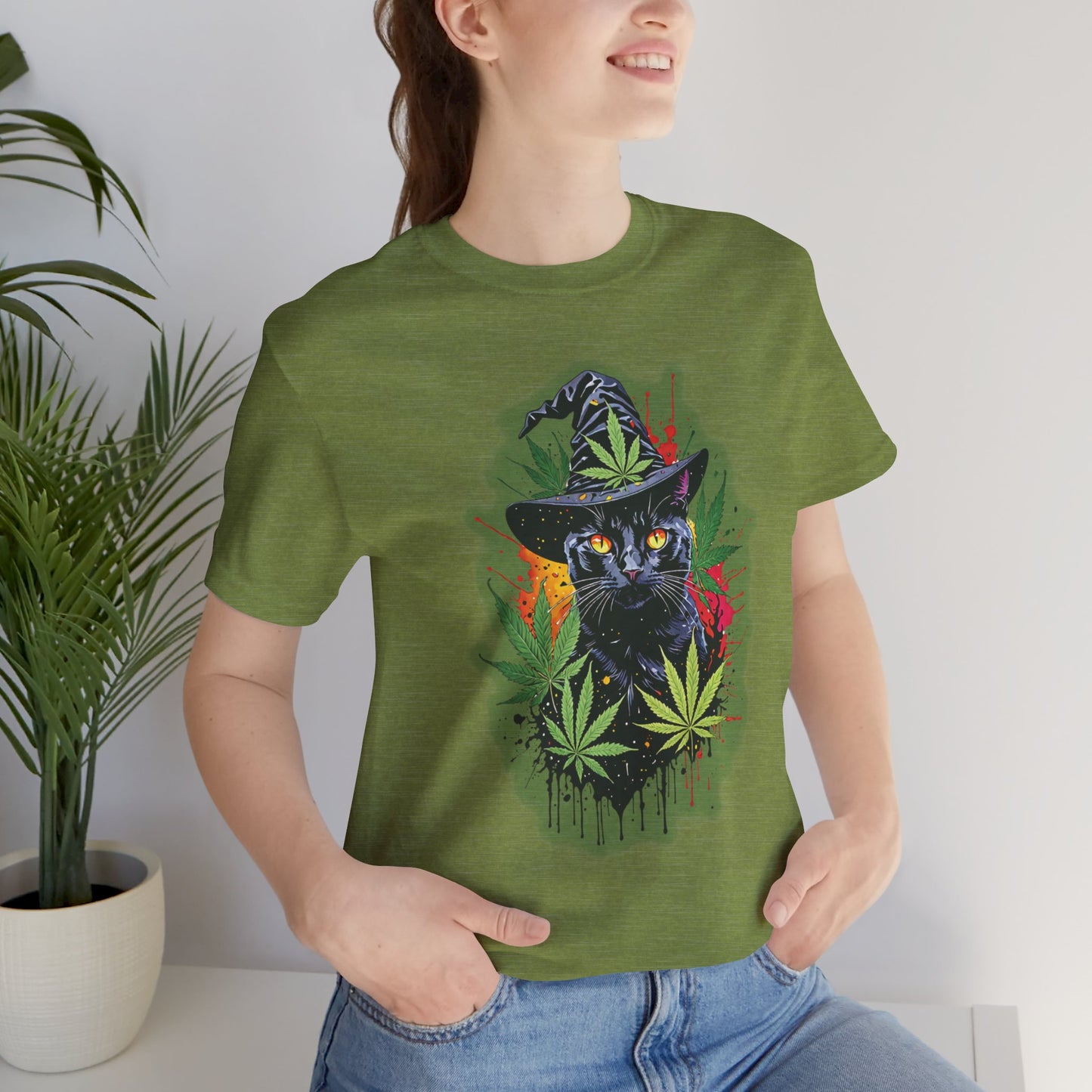 420 Black Cat Witchy Unisex Jersey Short Sleeve Tee Shirt