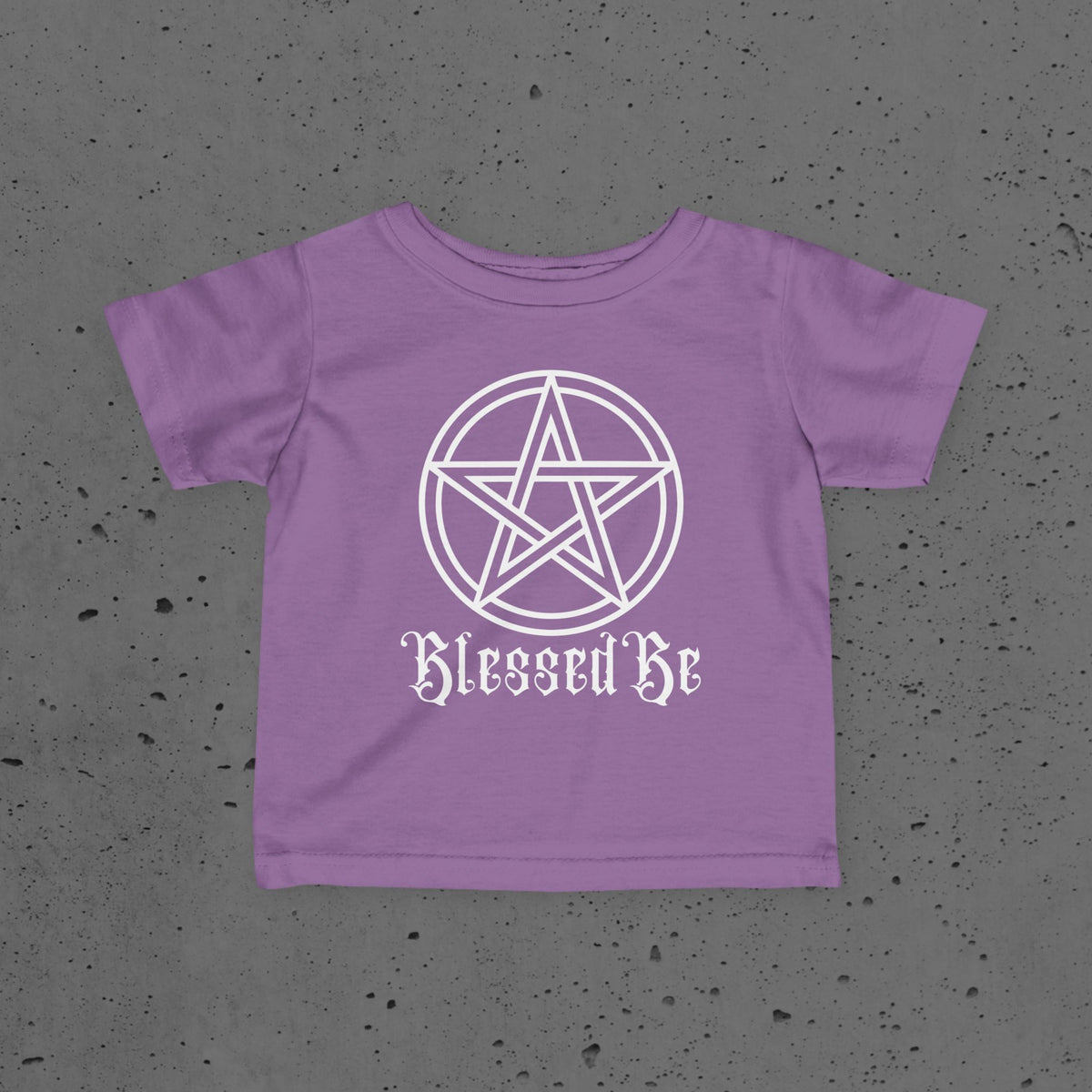 Infant Tee — White Pentacle 'Blessed Be' Baby Shirt | Pagan Wiccan Newborn Gift