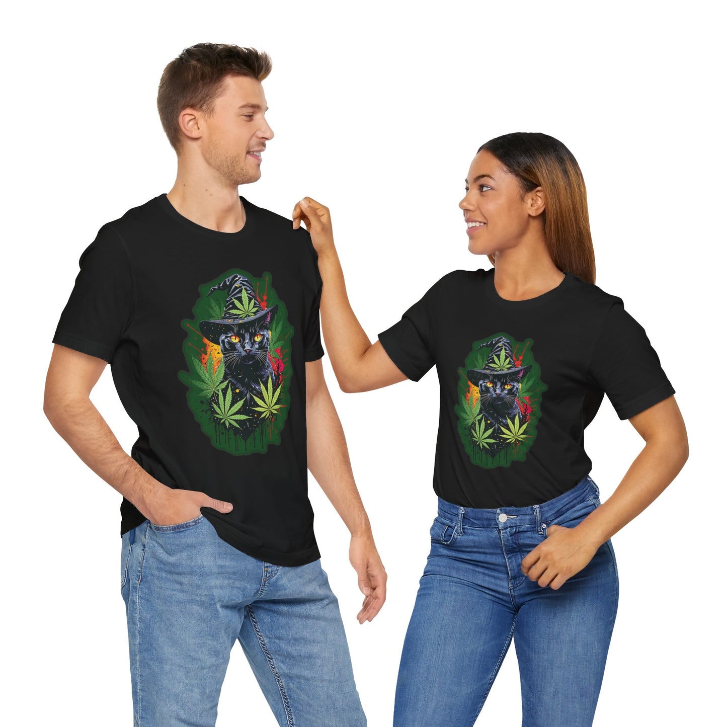 420 Black Cat Witchy Unisex Jersey Short Sleeve Tee Shirt