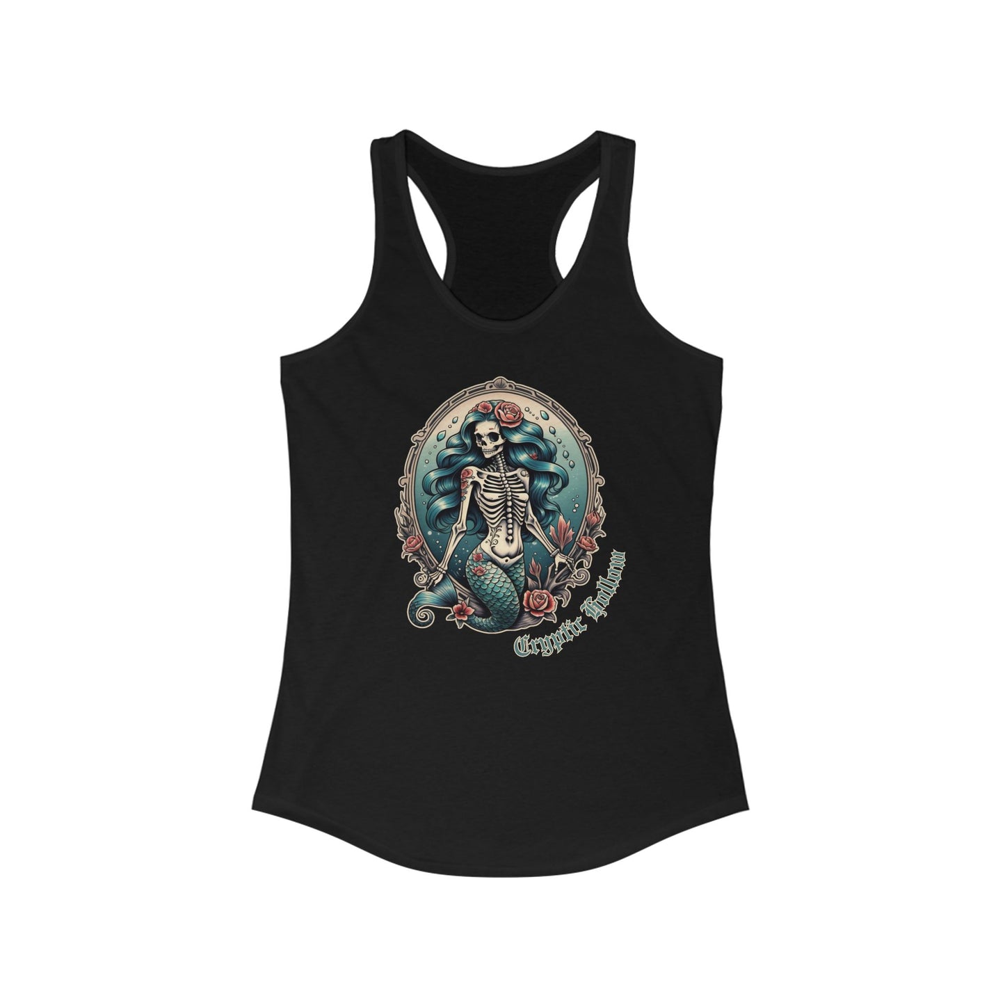 Gothic Mermaid Skeleton Racerback Tank, Halloween Apparel, Festival Wear, Summer Top, Unique Gift for Her