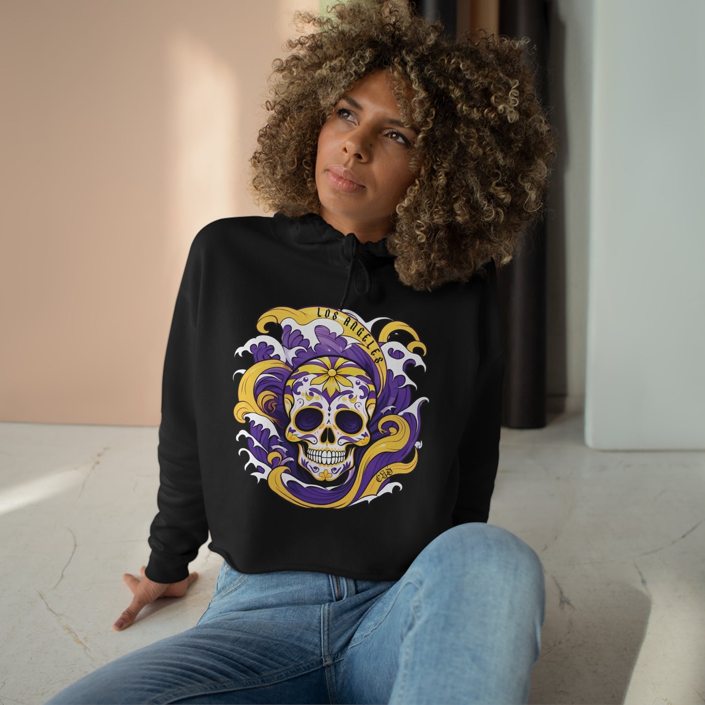 Los Angeles Sugar Skull Women's Crop Hoodie