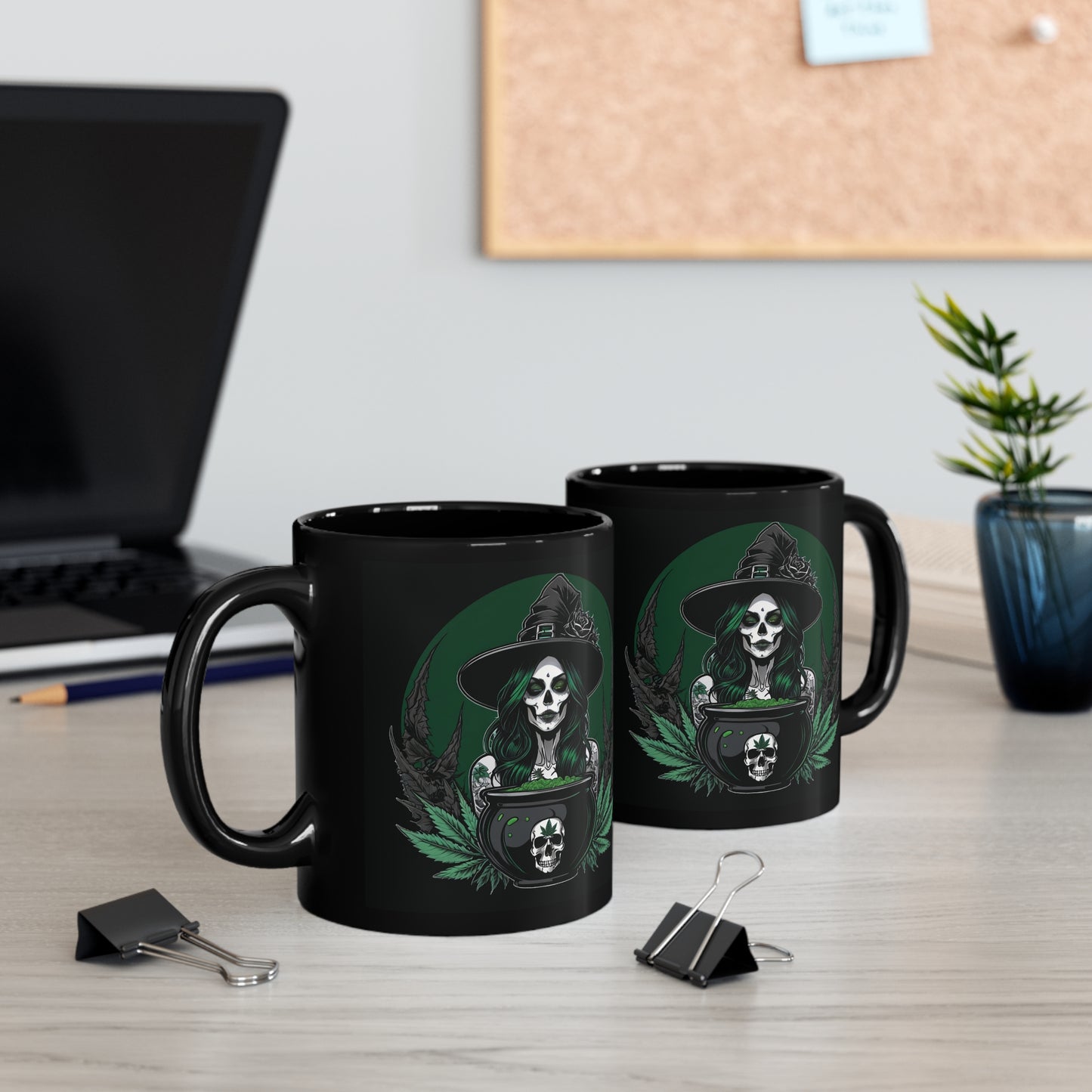 Witch and Weed Black Mug (11oz) Witchy 420 Coffee Cup