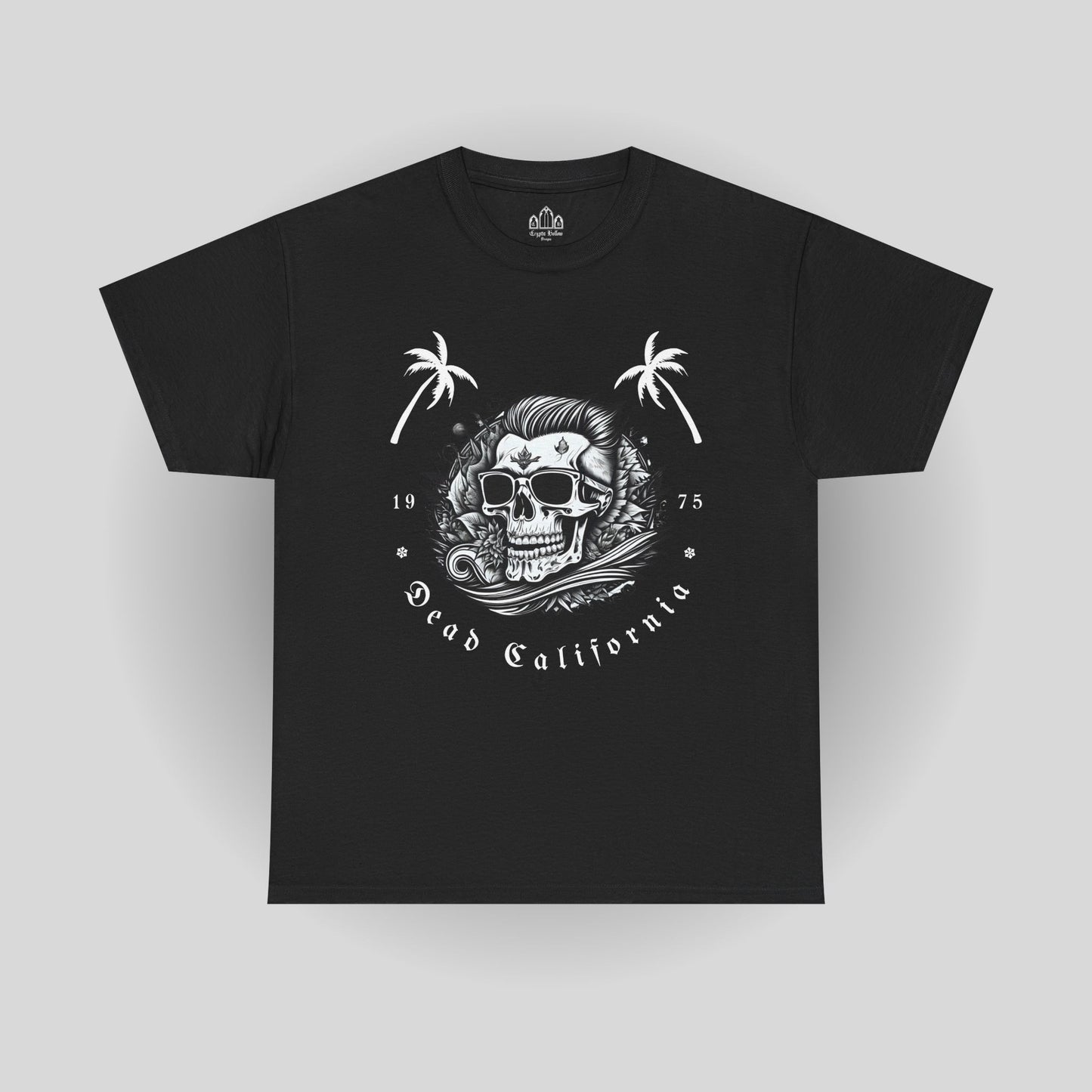 Surfing Tee - Dead California Skull and Palm Trees Unisex Heavy Cotton Tee