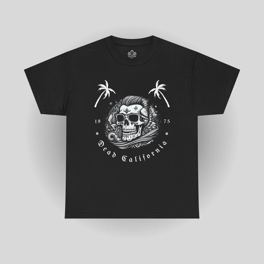 Surfing Tee - Dead California Skull and Palm Trees Unisex Heavy Cotton Tee