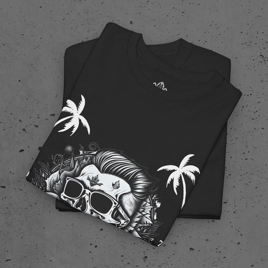 Surfing Tee - Dead California Skull and Palm Trees Unisex Heavy Cotton Tee