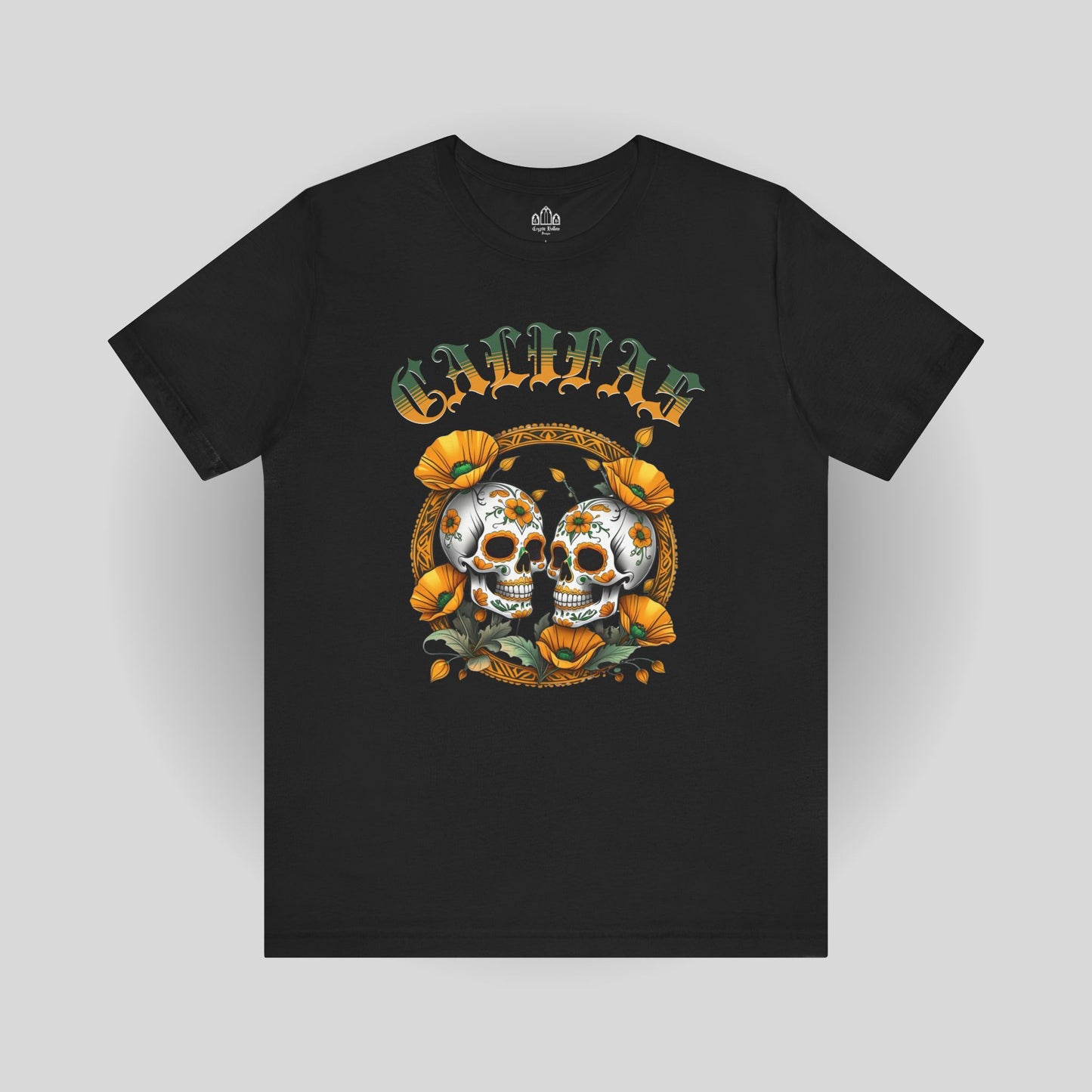 Sugar Skulls Unisex Tee - Califas California Love Poppy Flowers Design