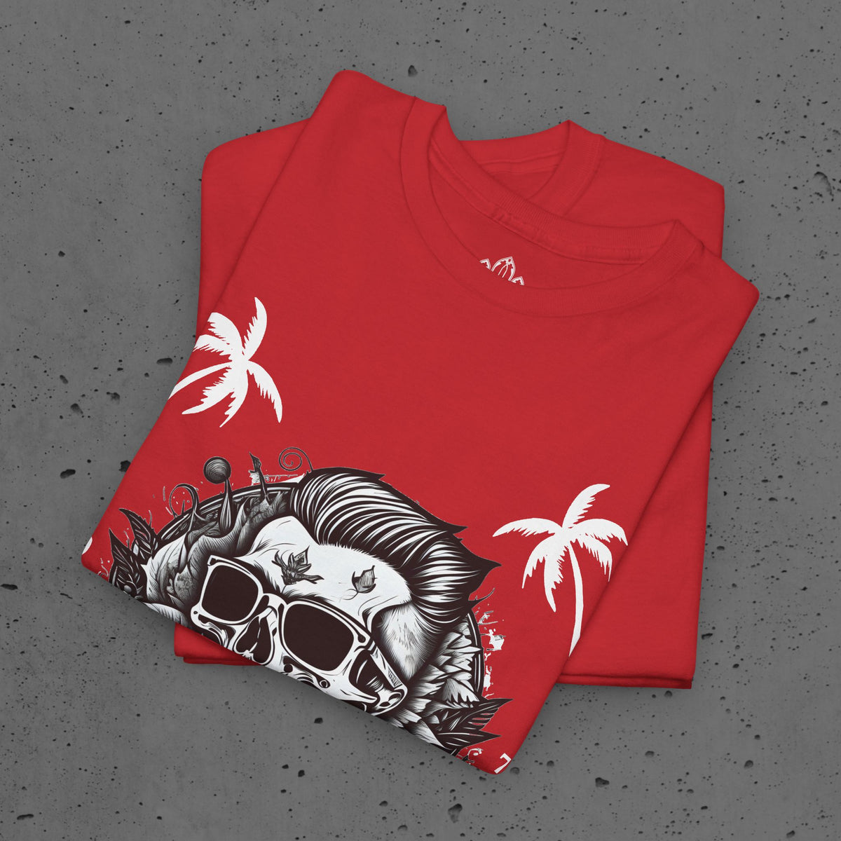 Surfing Tee - Dead California Skull and Palm Trees Unisex Heavy Cotton Tee