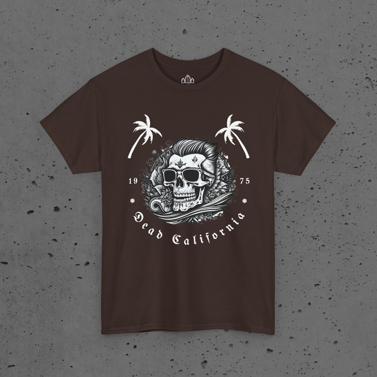 Surfing Tee - Dead California Skull and Palm Trees Unisex Heavy Cotton Tee