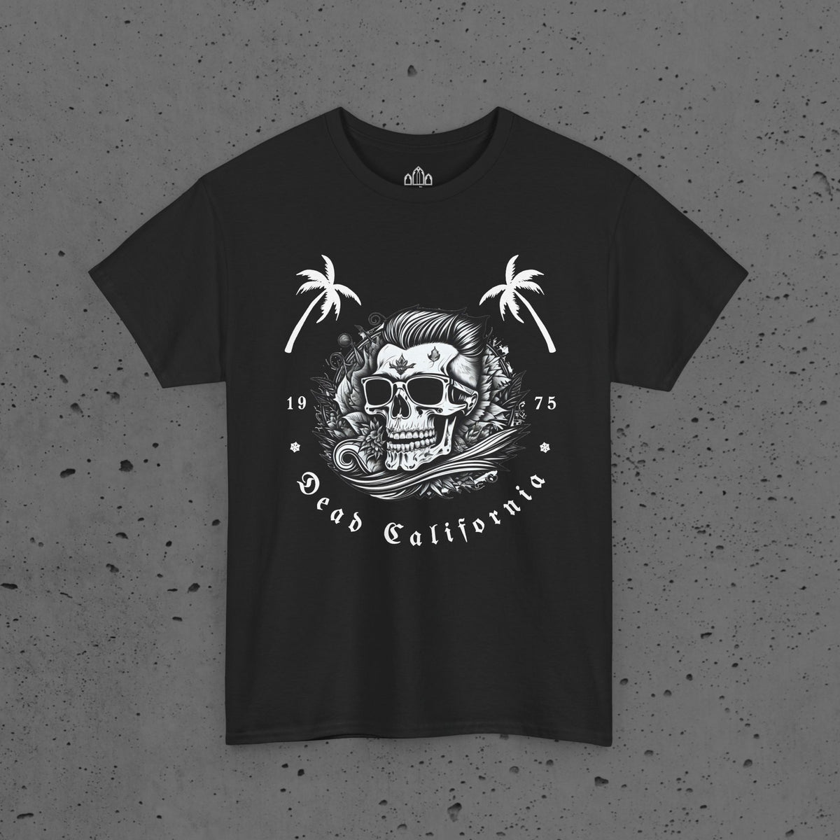 Surfing Tee - Dead California Skull and Palm Trees Unisex Heavy Cotton Tee