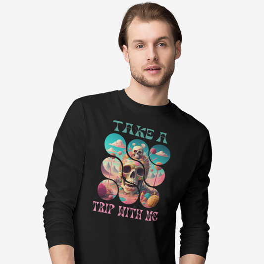 Psychedelic Skull Unisex Tee, Trippy Graphic Long Sleeve Shirt, Hippie Festival Apparel, Boho Clothing