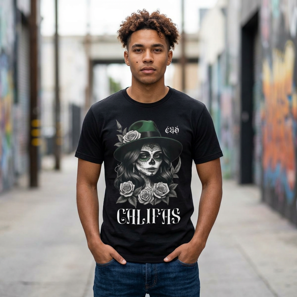 Chola Califas Unisex Tee - California Love and Fedora Design