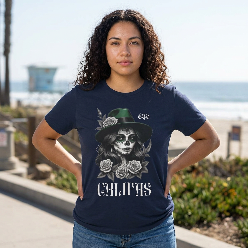Chola Califas Unisex Tee - California Love and Fedora Design