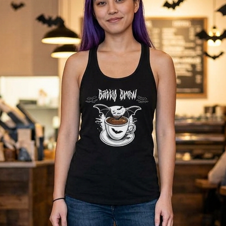 Batty Brew Goth Coffee Racerback Tank — Women's Gothic Brew Tank