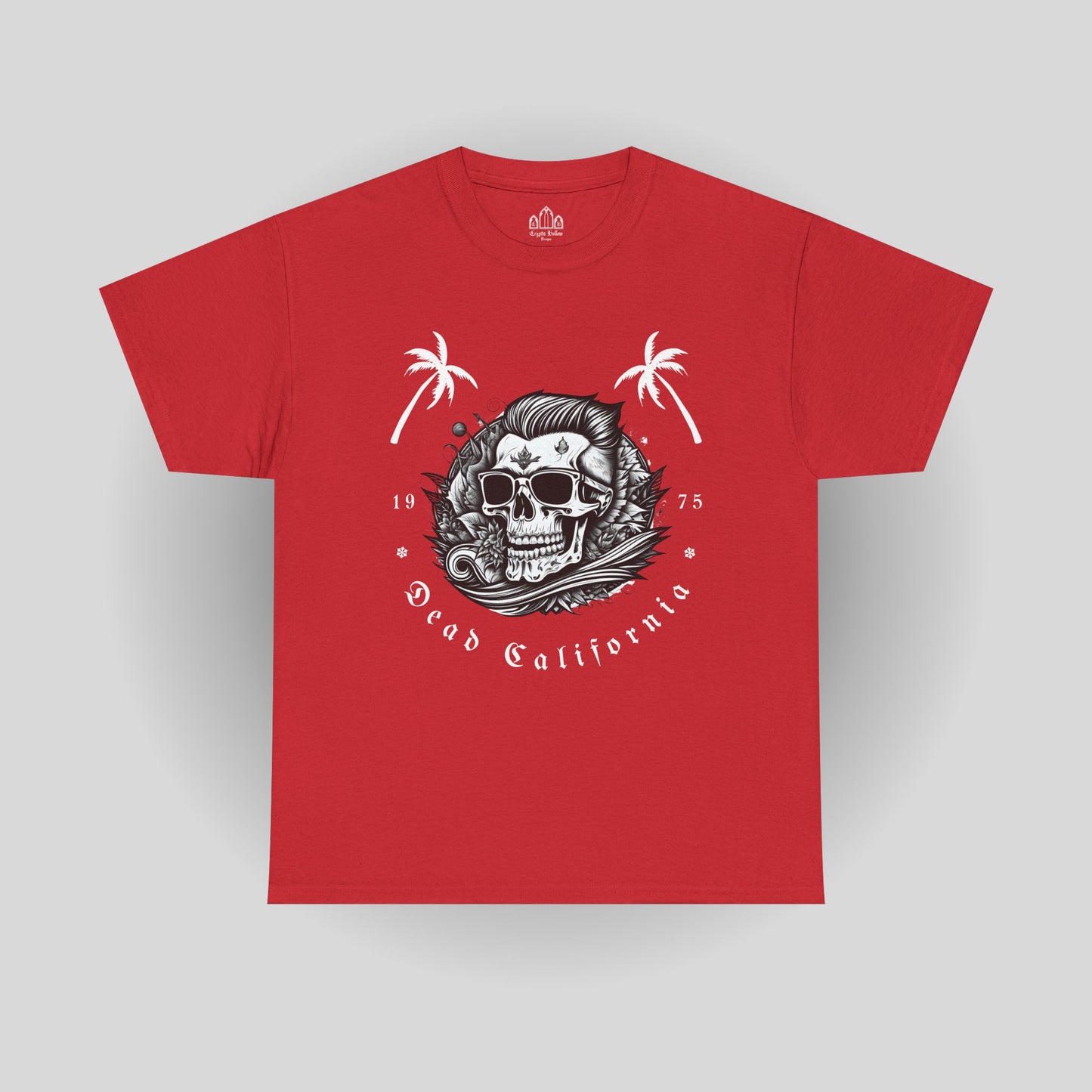 Surfing Tee - Dead California Skull and Palm Trees Unisex Heavy Cotton Tee