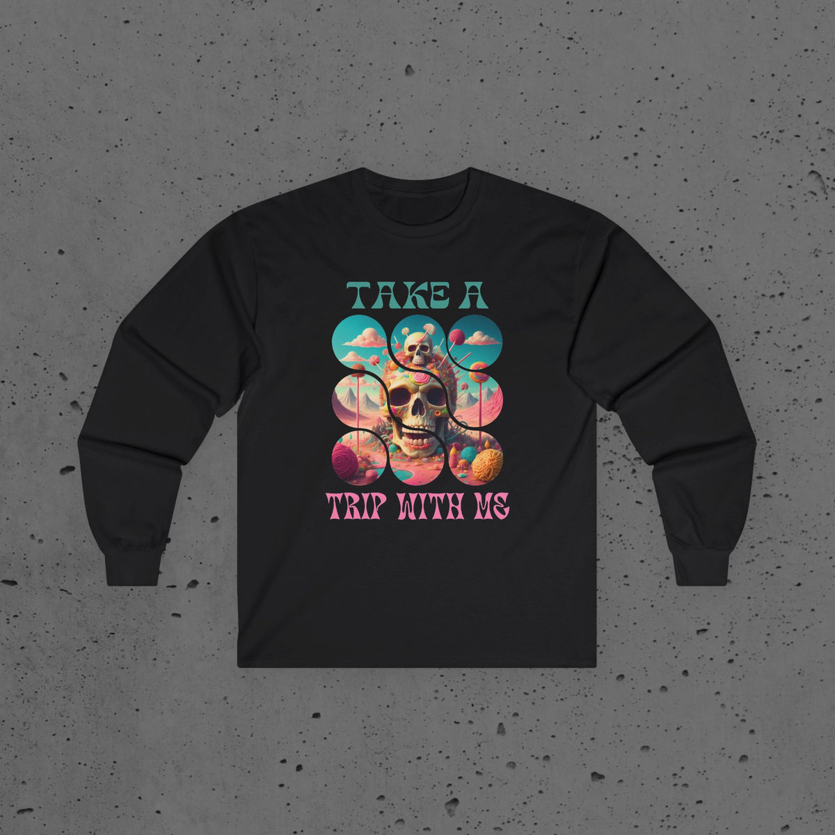 Psychedelic Skull Unisex Tee, Trippy Graphic Long Sleeve Shirt, Hippie Festival Apparel, Boho Clothing