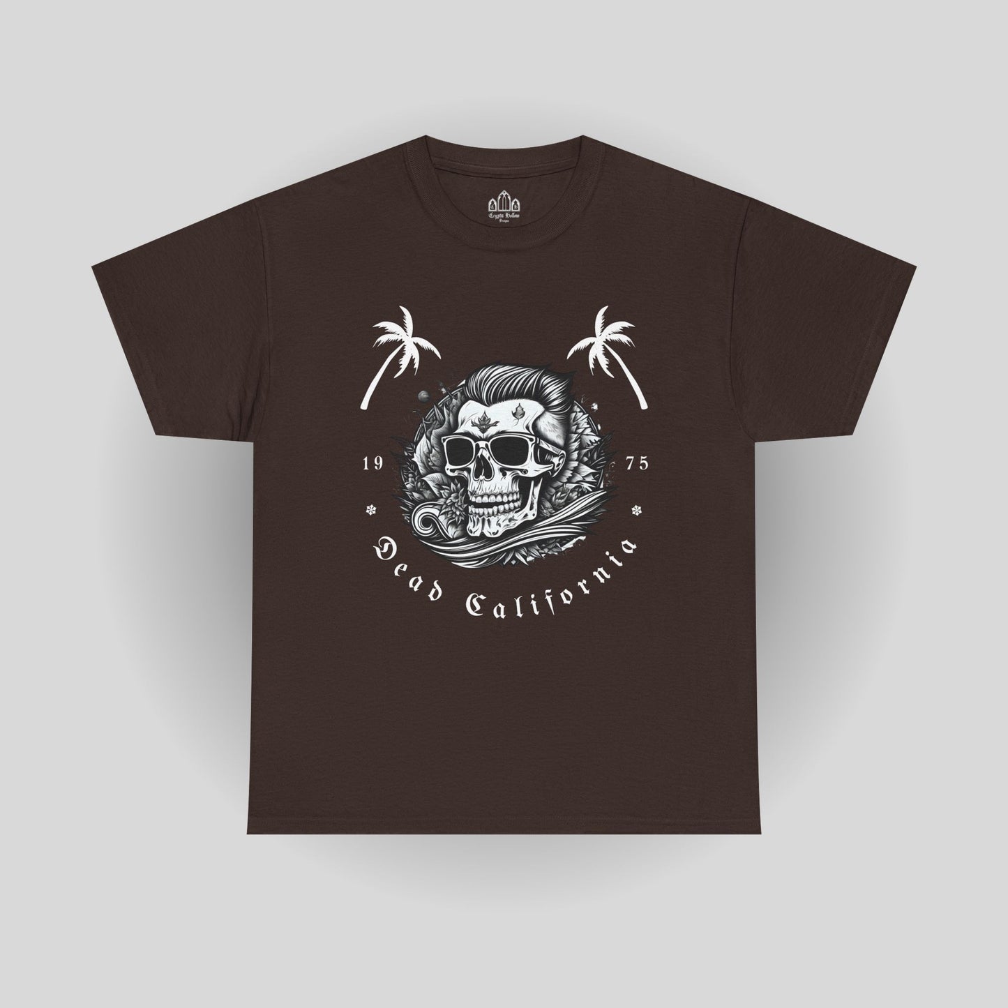 Surfing Tee - Dead California Skull and Palm Trees Unisex Heavy Cotton Tee
