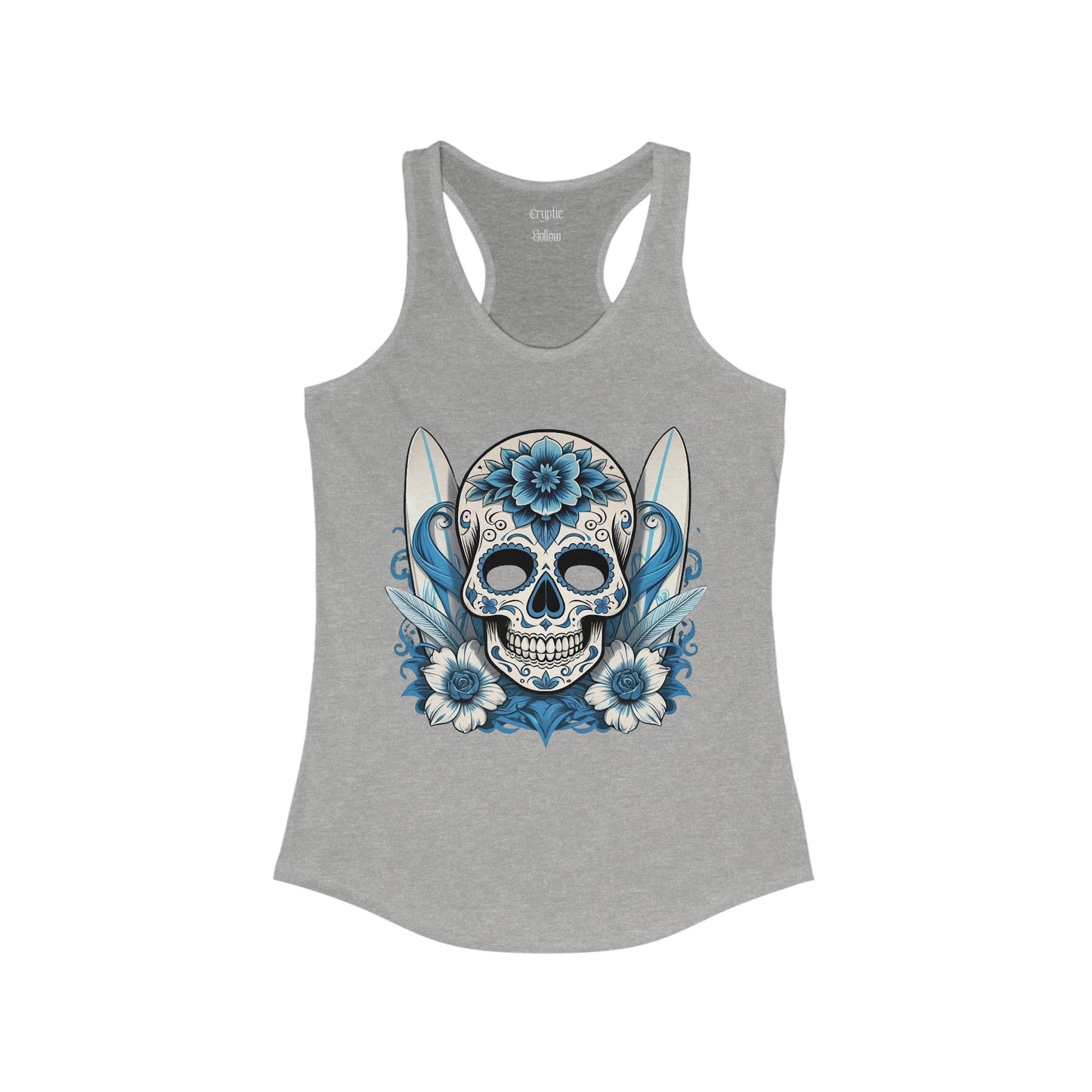 Sugar Skull and Surfboards Women's Racerback Tank Top