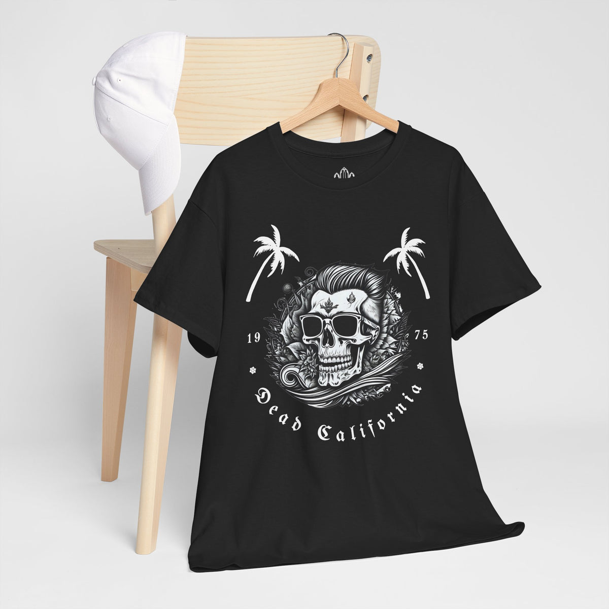 Surfing Tee - Dead California Skull and Palm Trees Unisex Heavy Cotton Tee
