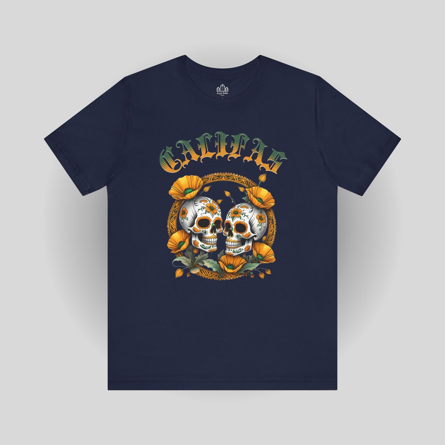 Sugar Skulls Unisex Tee - Califas California Love Poppy Flowers Design