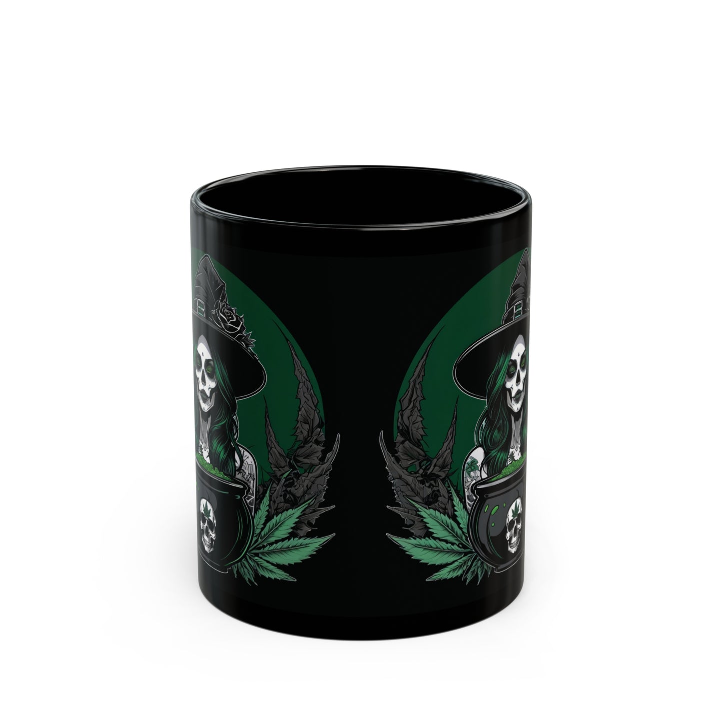 Witch and Weed Black Mug (11oz) Witchy 420 Coffee Cup